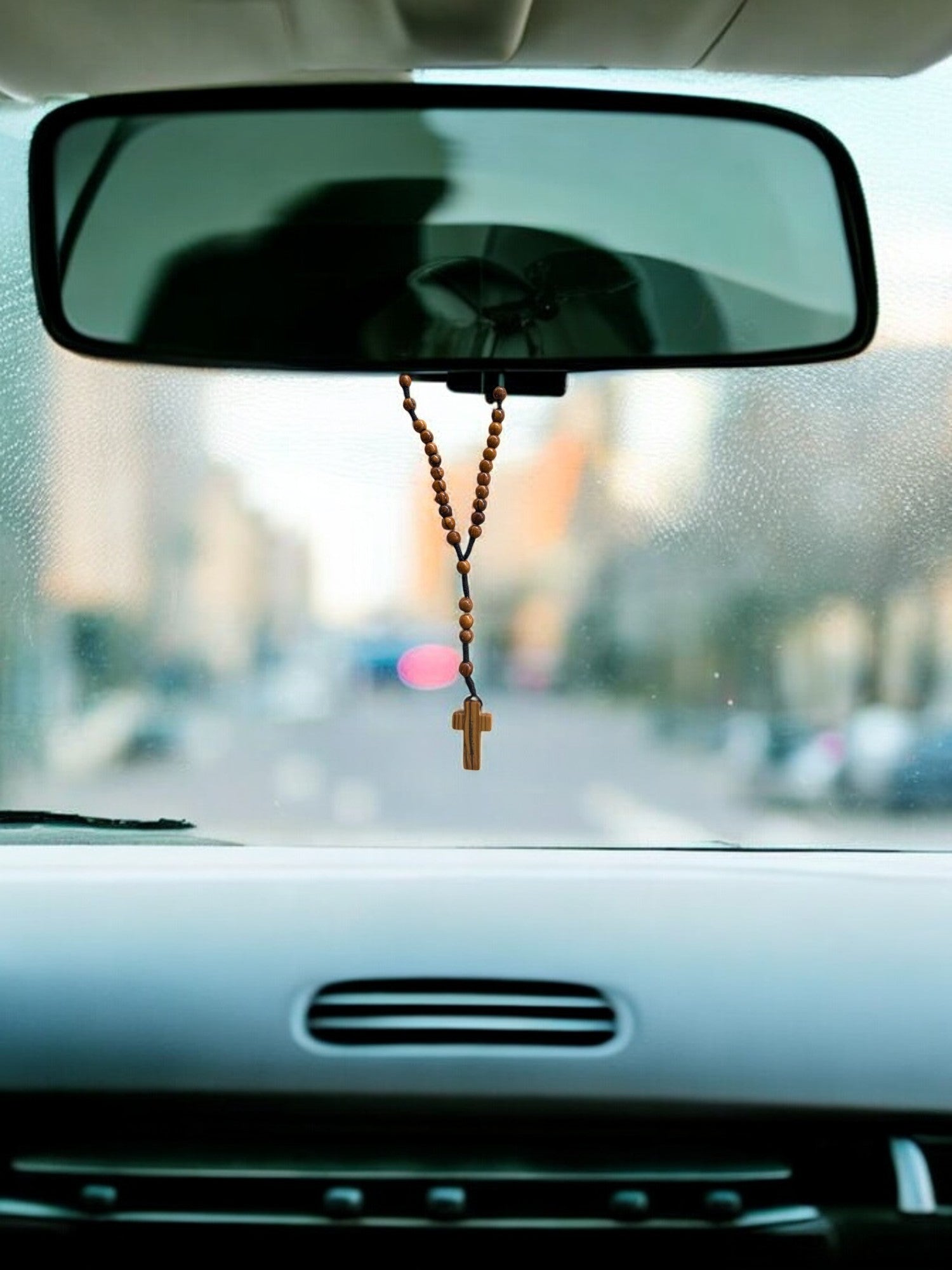 Olive Wood Car Rosary with Cross – From Bethlehem