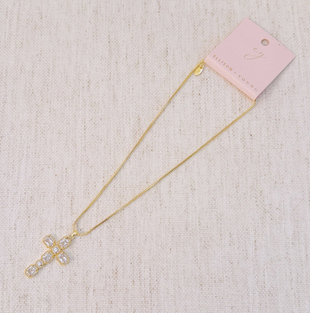 Radiant Cross Vintage Sparkle Necklace