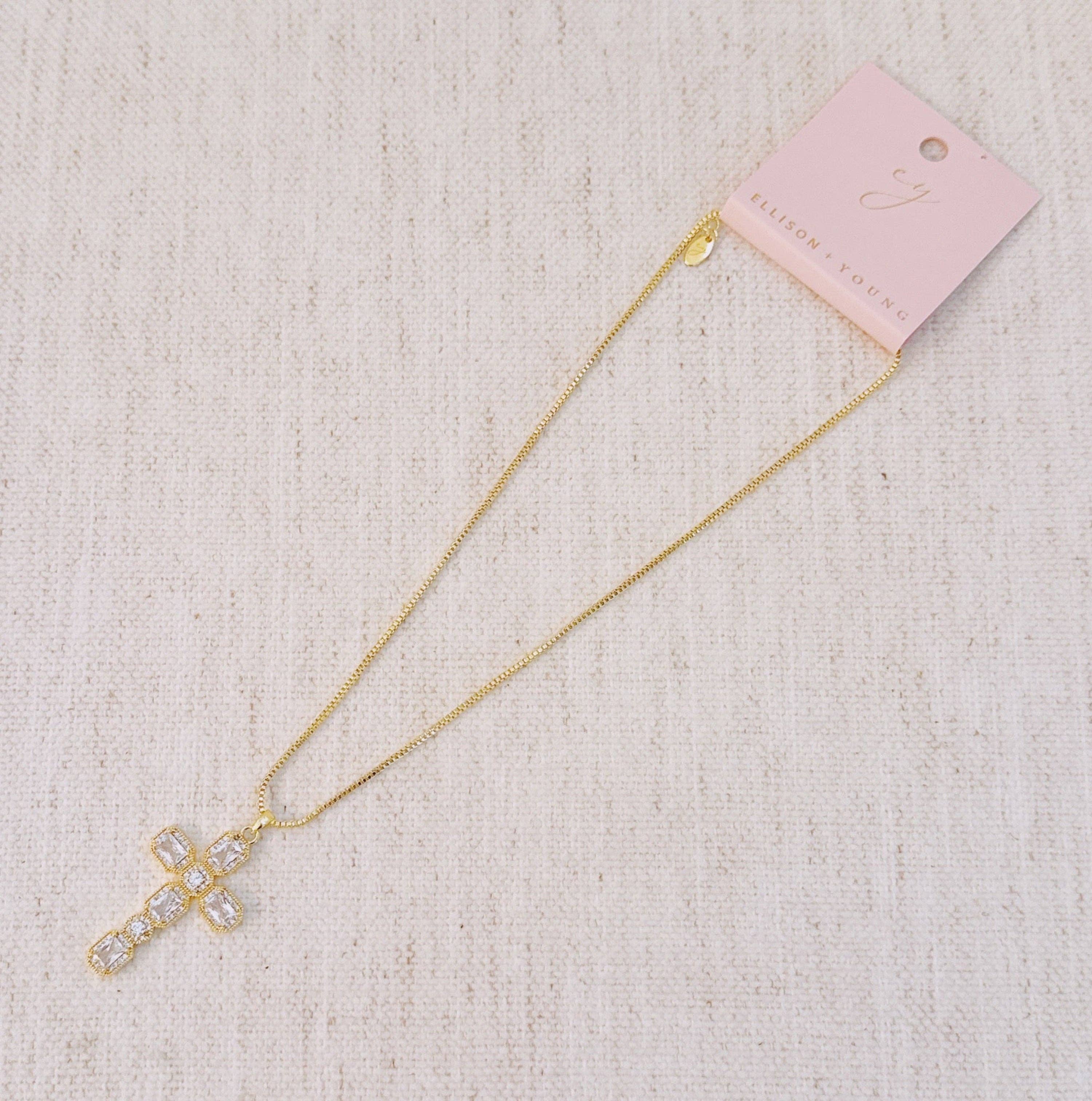 Radiant Cross Vintage Sparkle Necklace