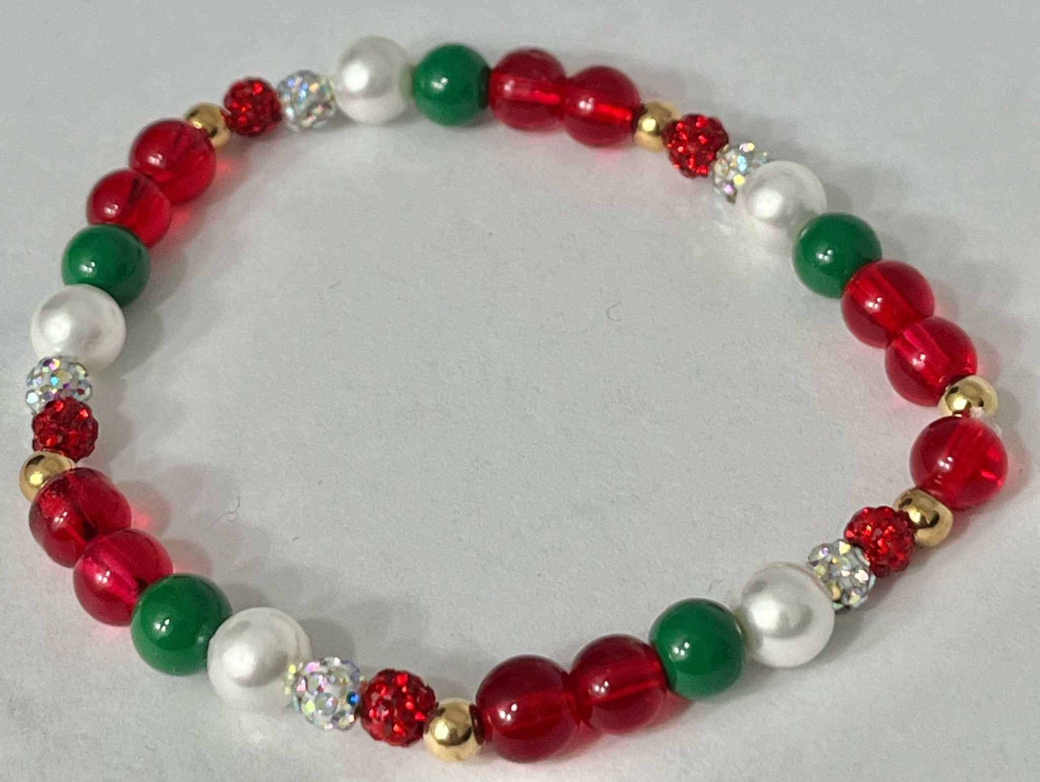 Christmas Jeweled Bead Bracelet – Festive Holiday Jewelry