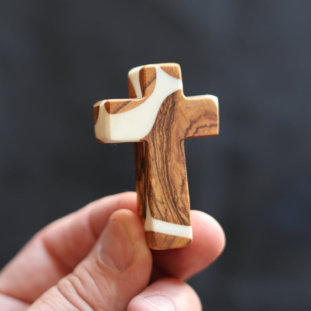 Reclaimed Olive & Resin Pocket Crosses from the Holy Land