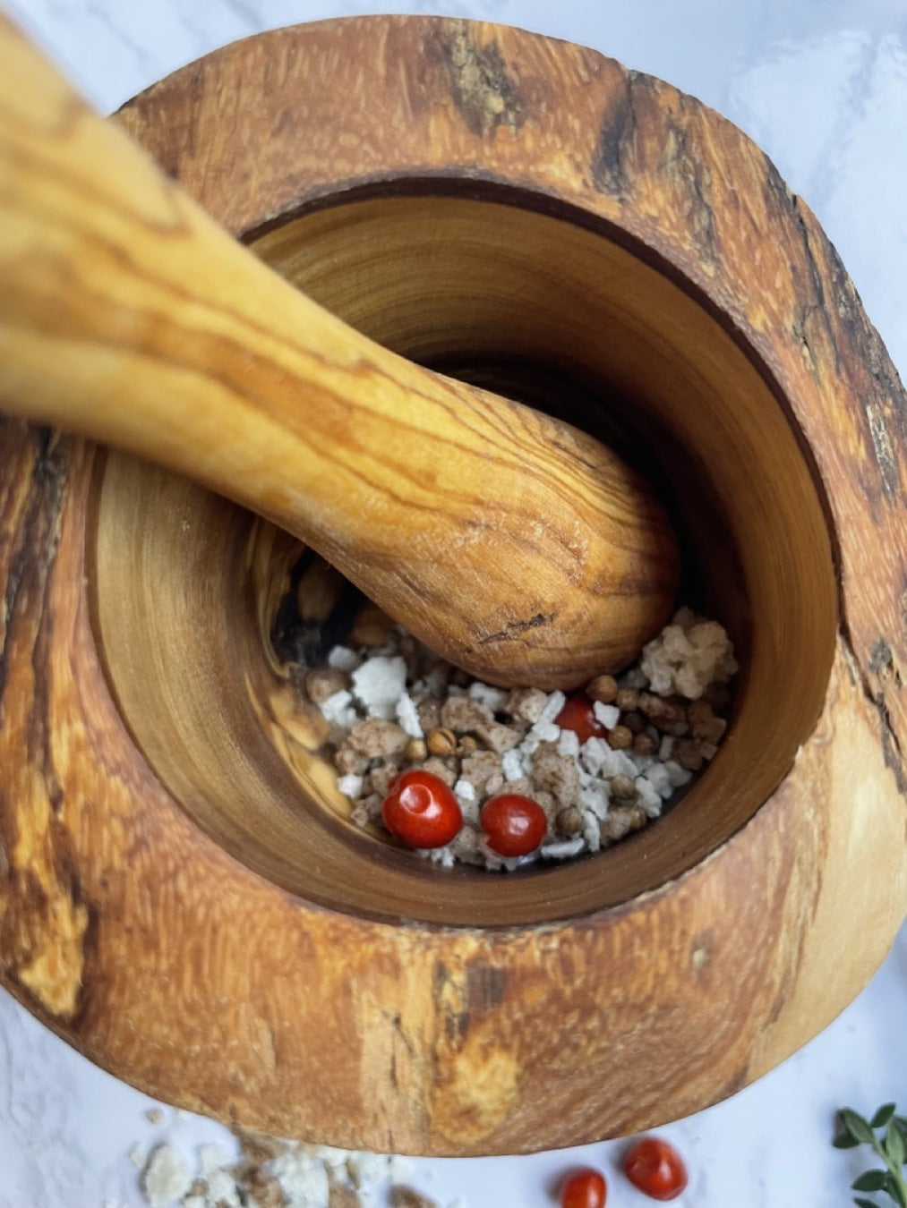 Olive Wood Mortar and Pestle. Rustic and Handmade