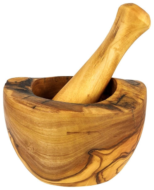 Olive Wood Mortar and Pestle. Rustic and Handmade