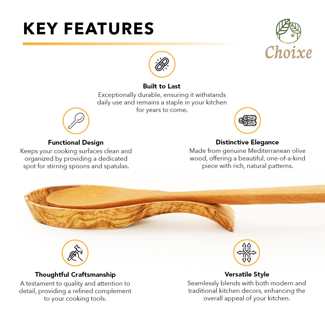 Handmade Mediterranean Olive Wood Spoon Rest
