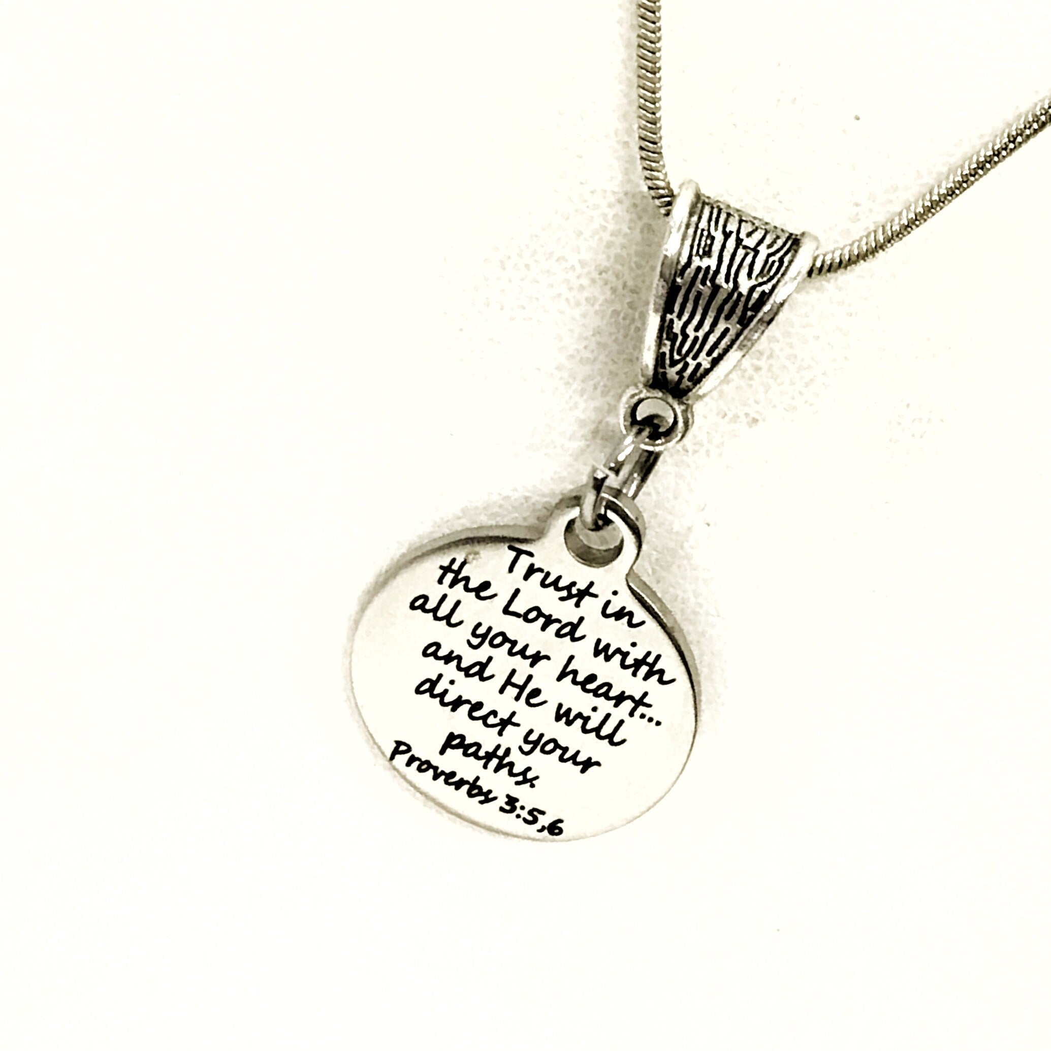 Christian Necklace, Trust In The Lord With All Your Heart Necklace, Christian Gift, Christian Jewelry, Scripture Gift, The Lord Will Direct