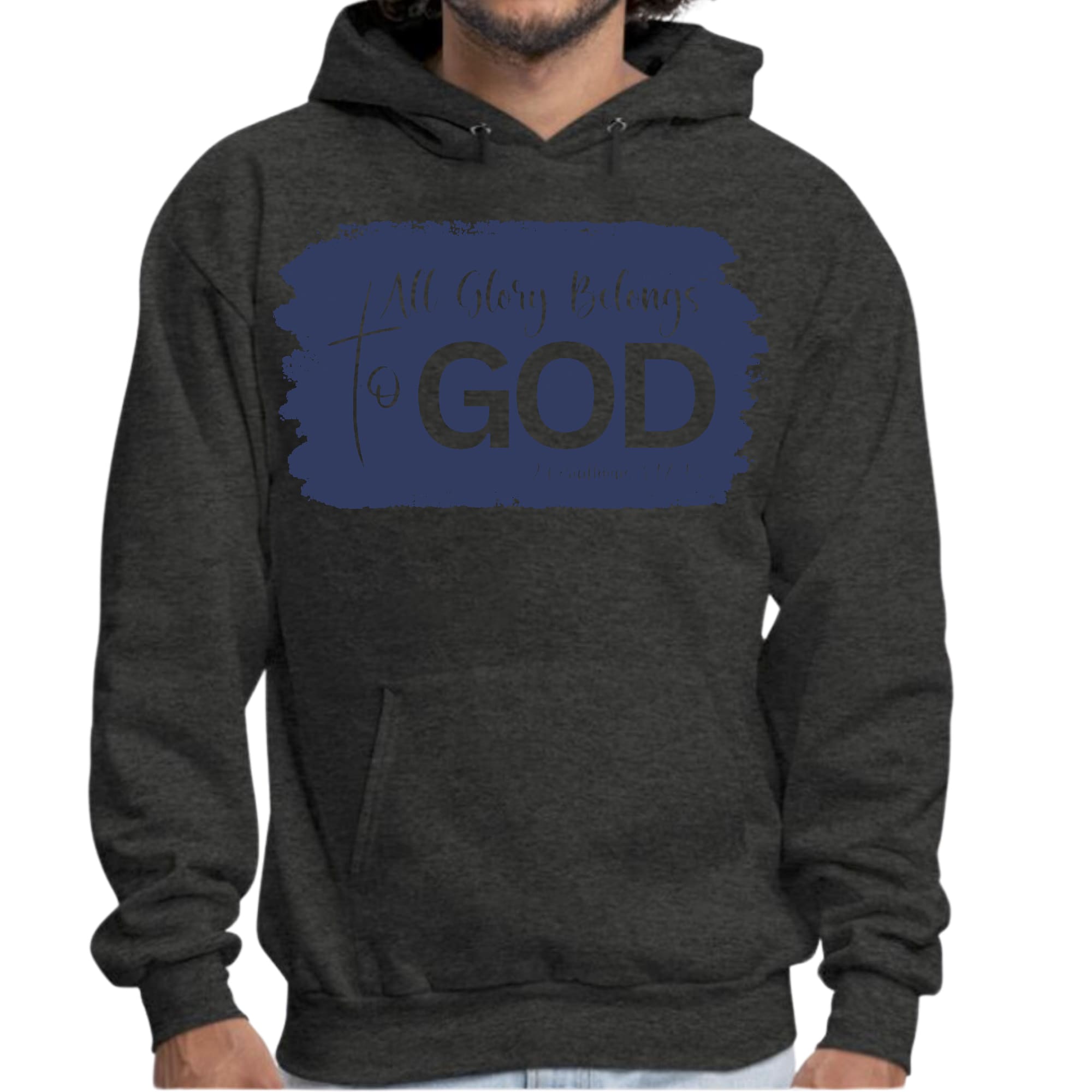 Mens Graphic Hoodie All Glory Belongs to God Christian Illustration
