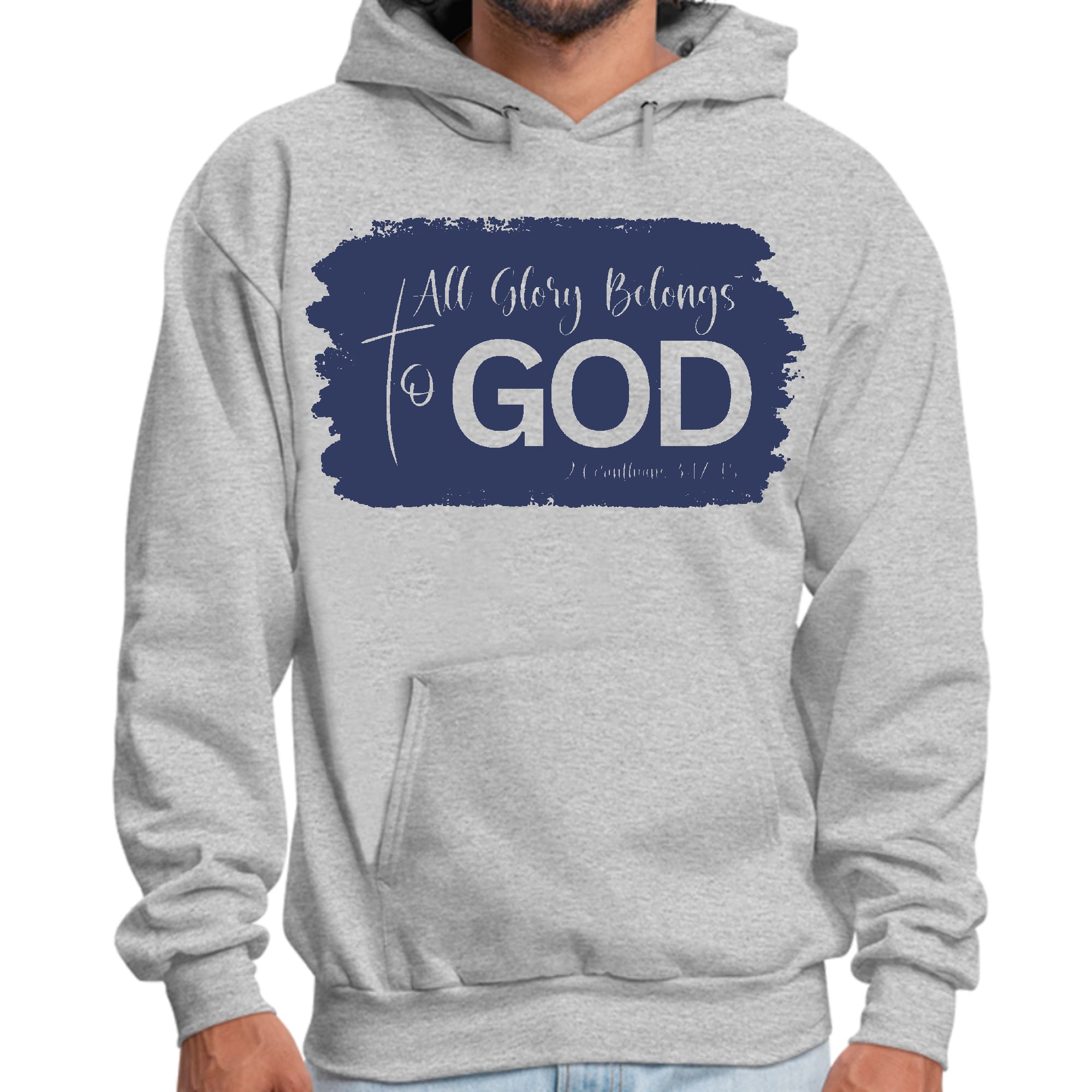 Mens Graphic Hoodie All Glory Belongs to God Christian Illustration
