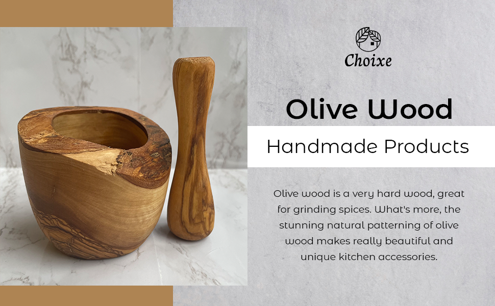 Olive Wood Mortar and Pestle. Rustic and Handmade