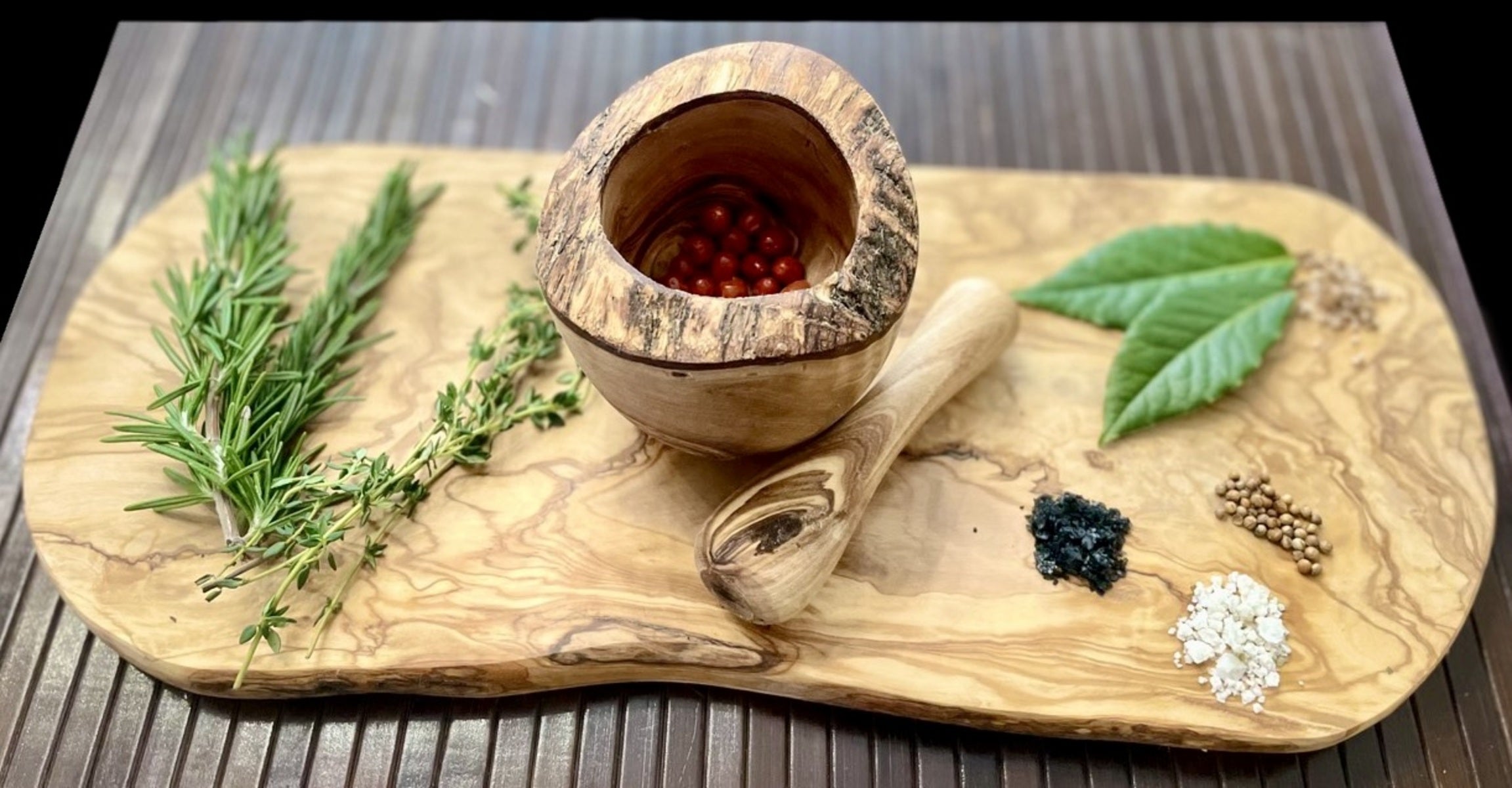 Olive Wood Mortar and Pestle. Rustic and Handmade