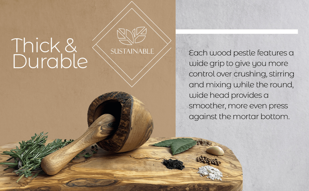 Olive Wood Mortar and Pestle. Rustic and Handmade