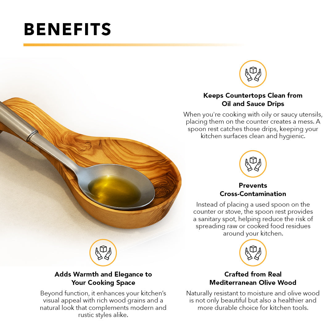 Handmade Mediterranean Olive Wood Spoon Rest