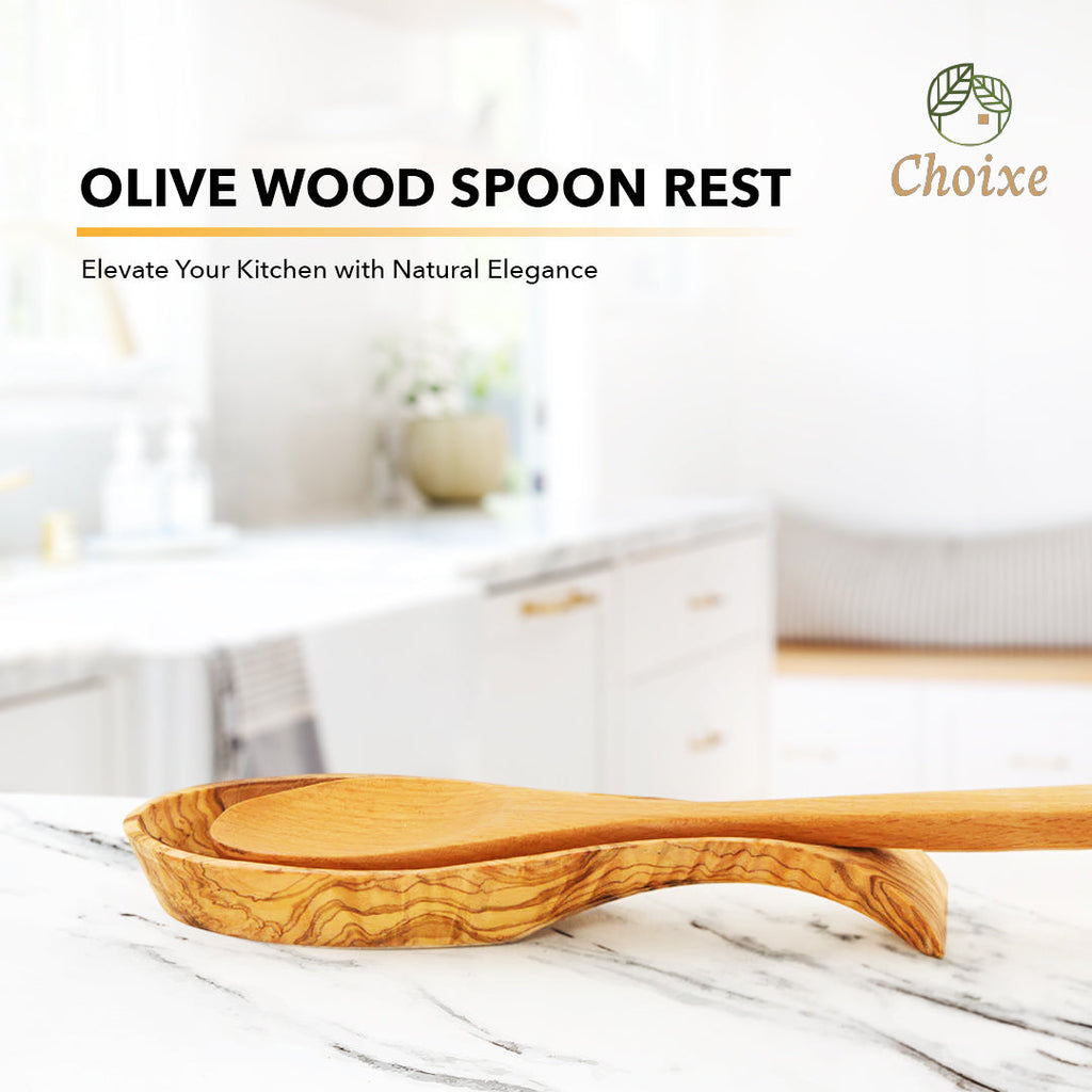 Handmade Mediterranean Olive Wood Spoon Rest