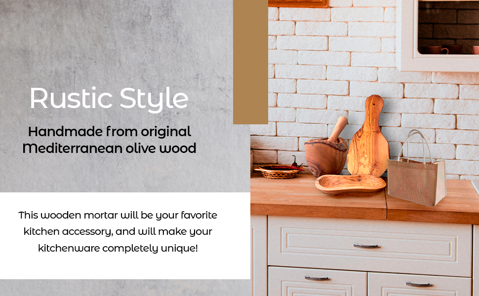 Olive Wood Mortar and Pestle. Rustic and Handmade