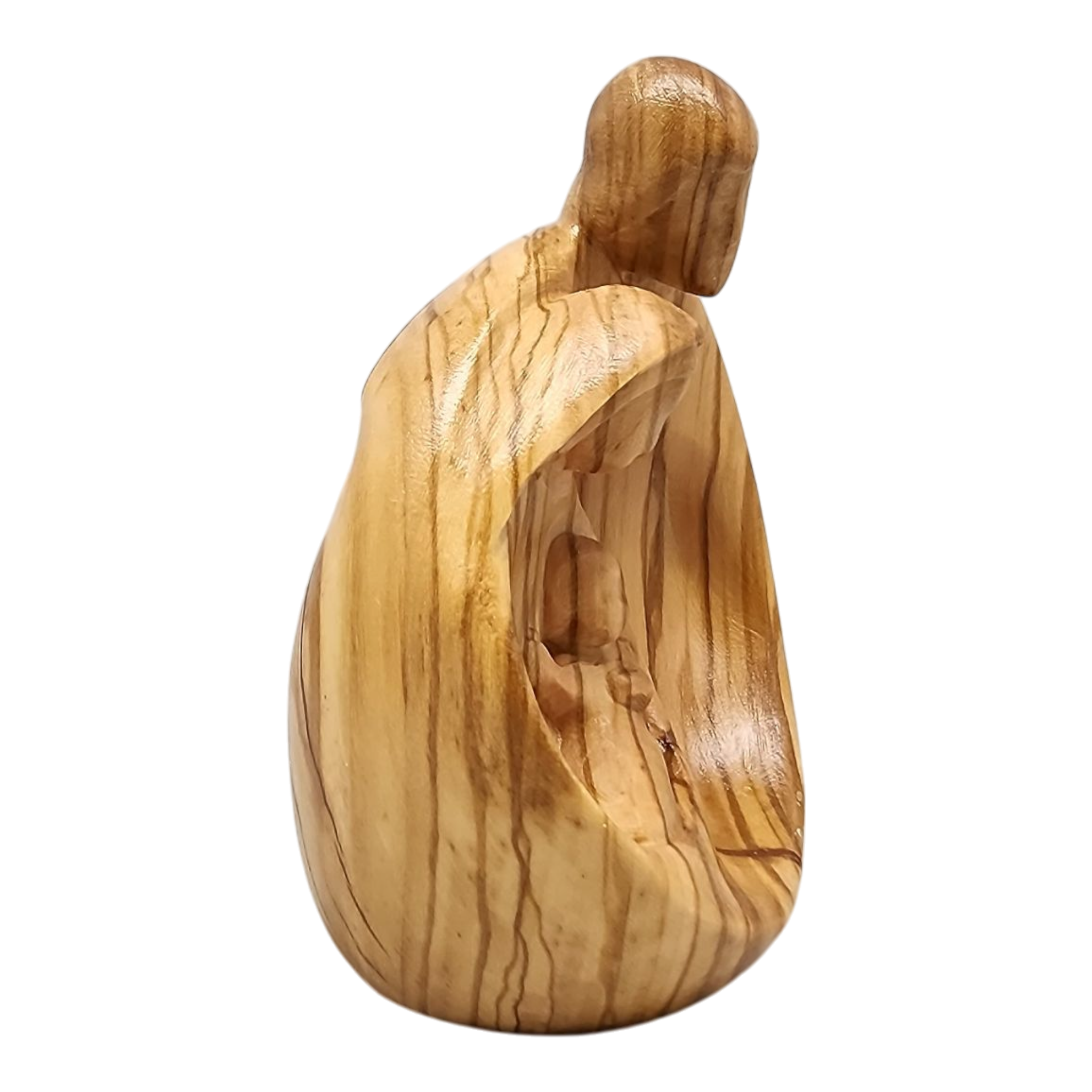 Hand-Carved Olive Wood Holy Family Nativity – 4 Inch Modern Style